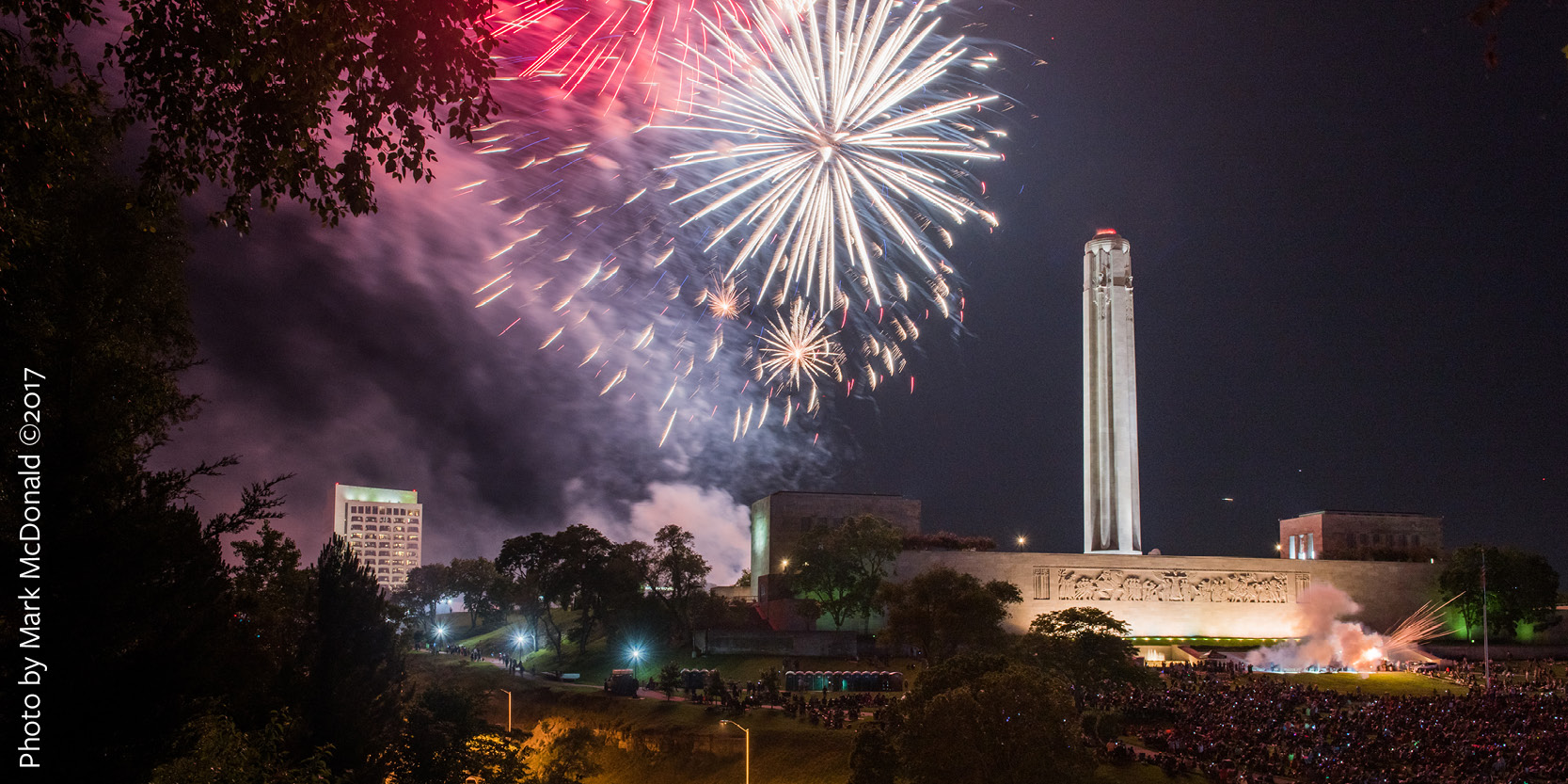 fireworks near memorial