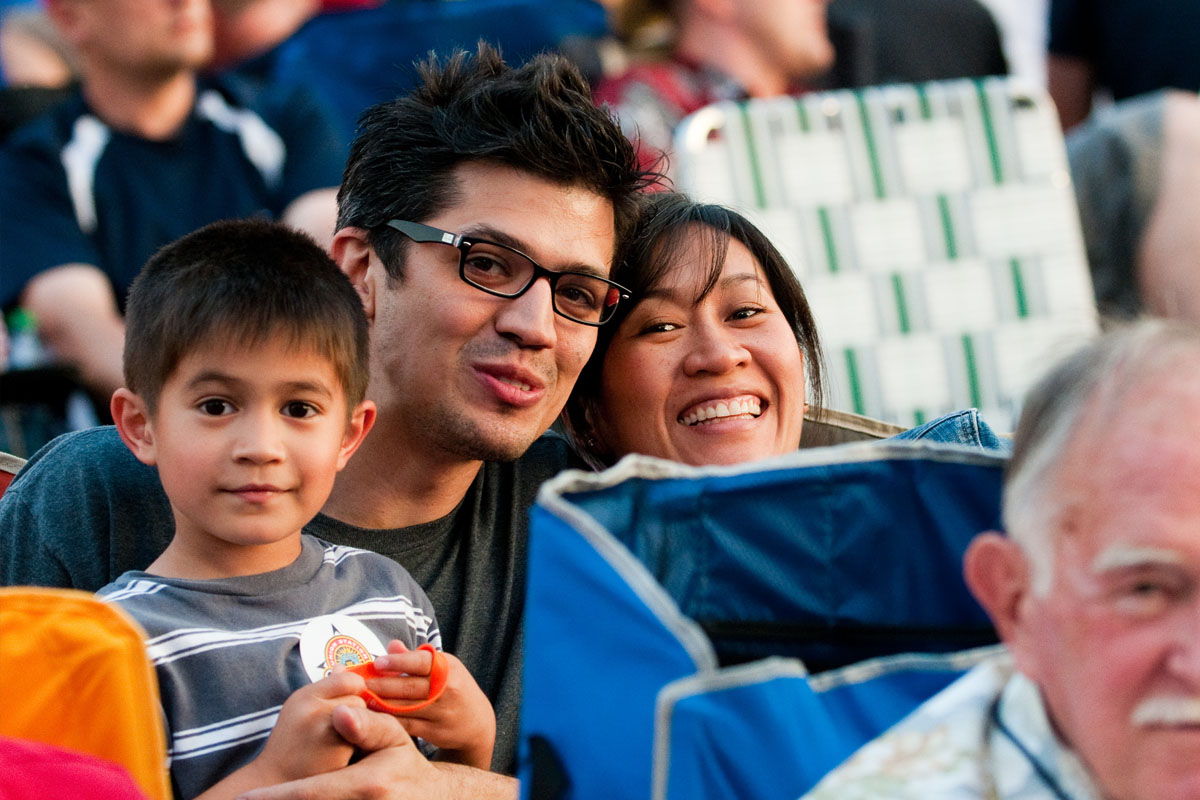 family of three at symphony event