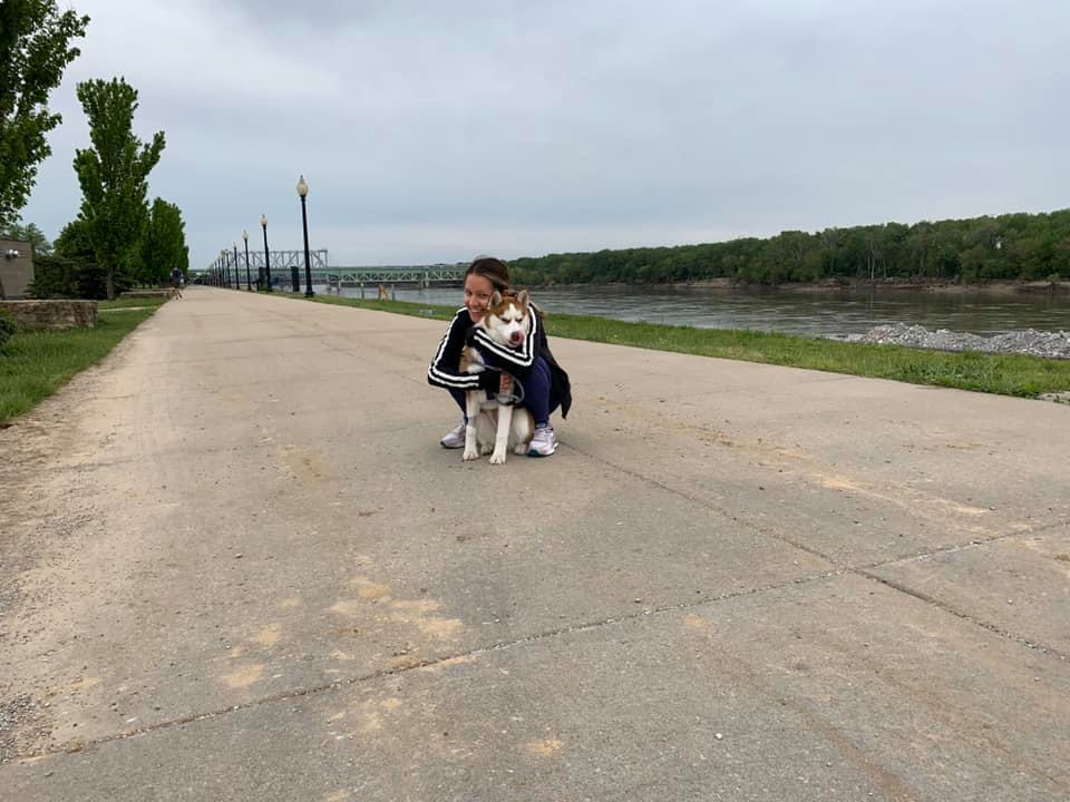 Katherine Siochi with Brooklyn the Husky