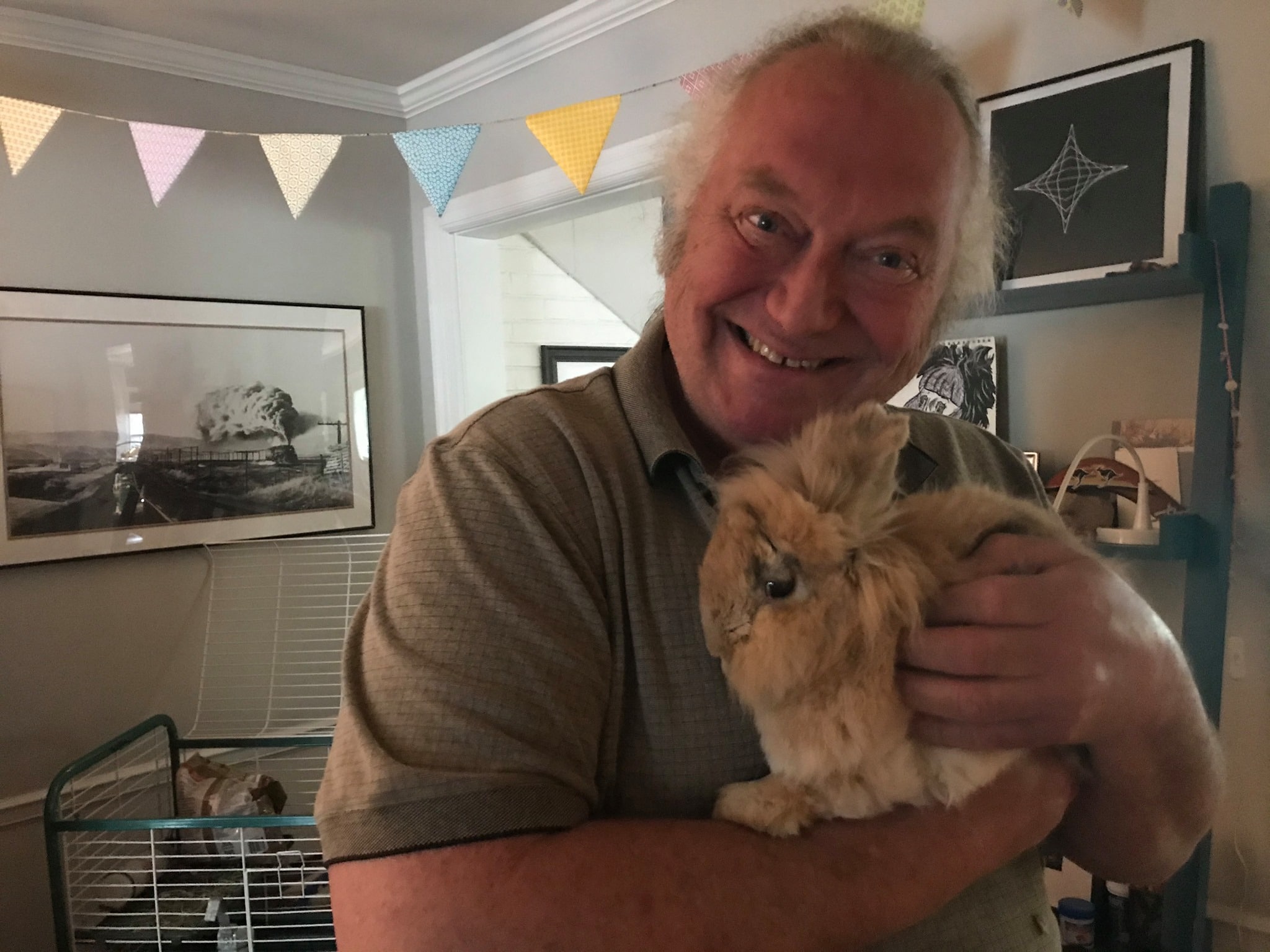 Roger Oyster with Clover the rabbit